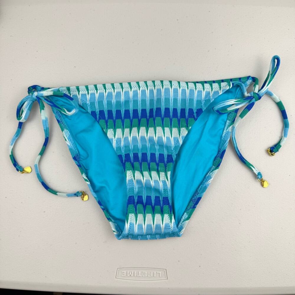 Trina Turk Moonray Side Tie Hipster Geometric Crochet Knit Bikini Swim Bottom 4